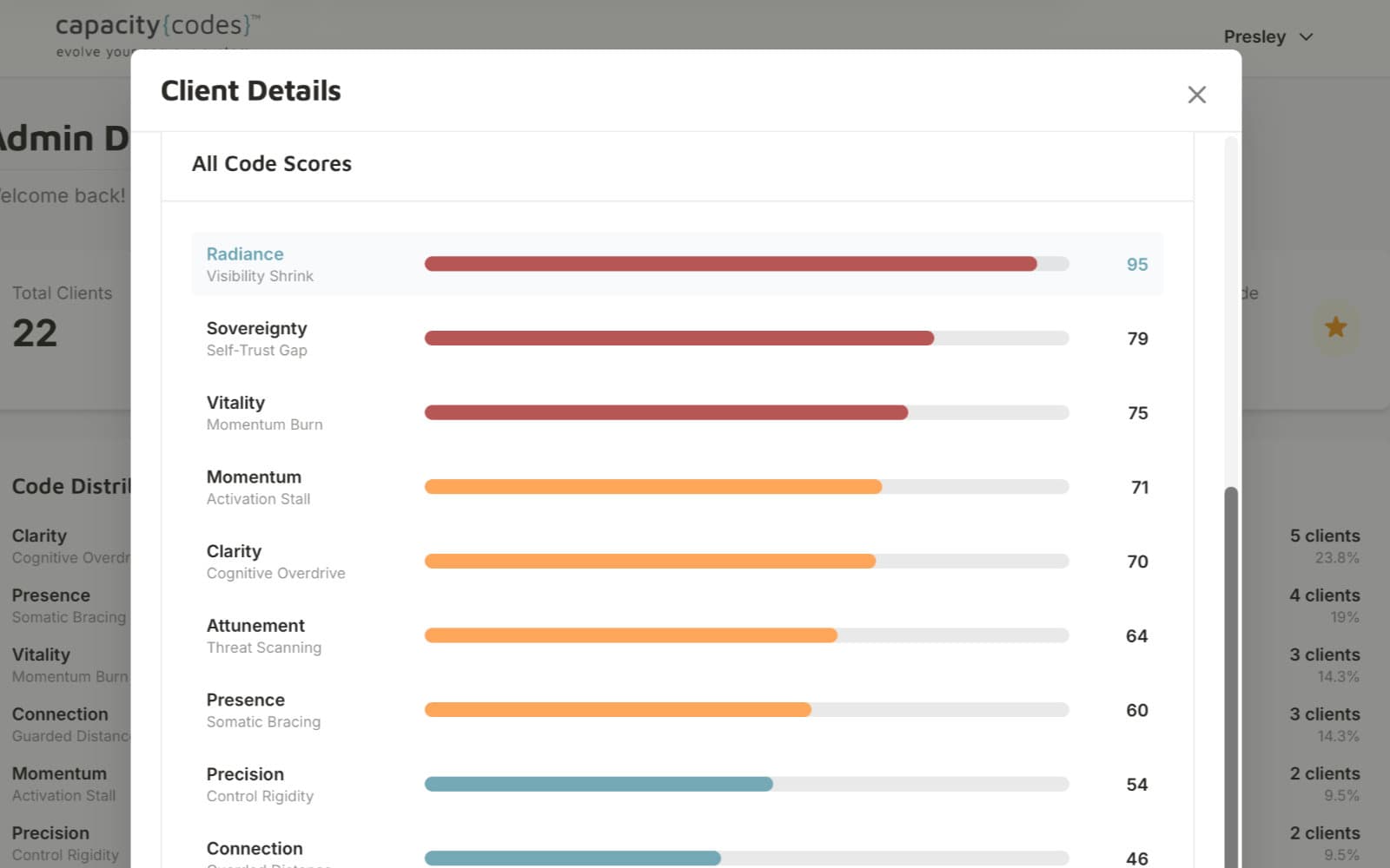 Capacity Codes practitioner view