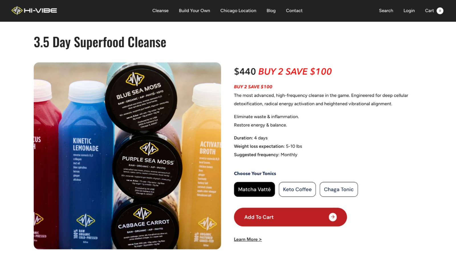 HI-VIBE Superfood Juicery Shopify store