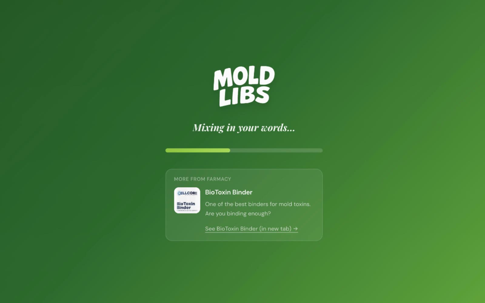 Mold Libs loading screen with ad